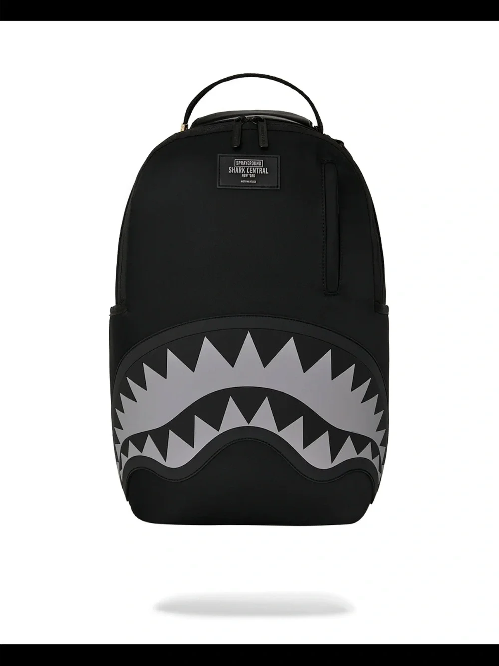 Sprayground Black Shark-Mouth Backpack with Gray Graphic